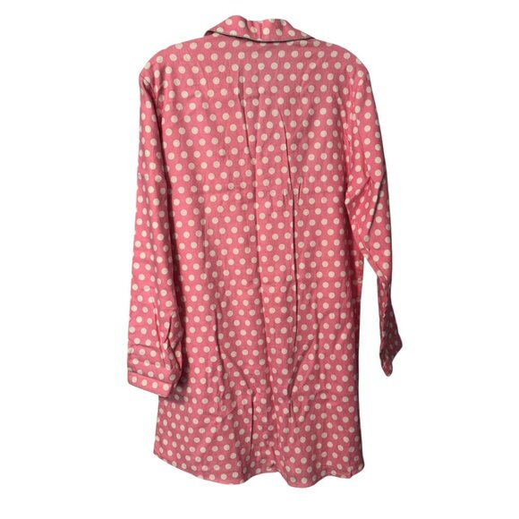 New Directions Intimates Pink & White Polka Dot Long Sleeve Button-Up Pajama Sle - Picture 6 of 13